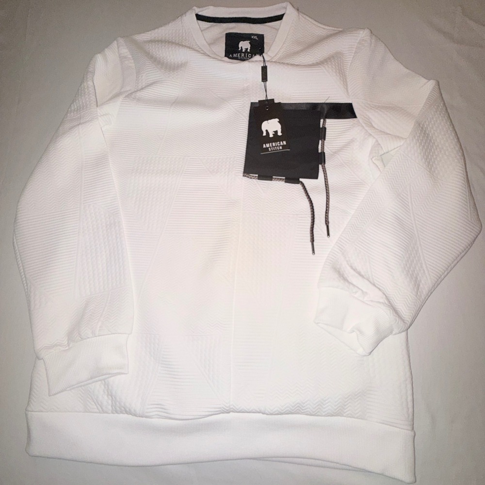 American Stitch Pullover Sweatshirt Mens XXL White NWT Textured